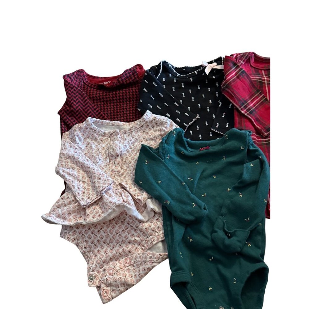 Carter’s 0–3 Month Long Sleeve Bodysuit Bundle – Baby Girls – Lot - Picture 2 of 6